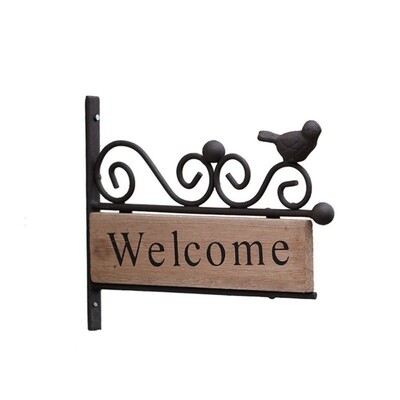 Panou american de bun venit, artă din fier, agățat din lemn, stil rural, model de păsări, decorație pentru agățat pe perete