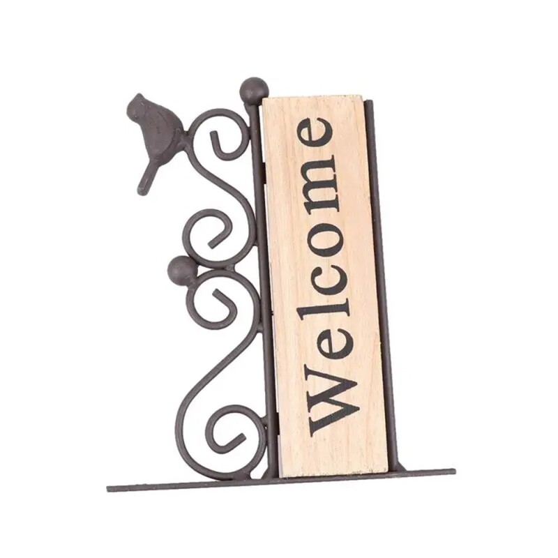 Panou american de bun venit, artă din fier, agățat din lemn, stil rural, model de păsări, decorație pentru agățat pe perete