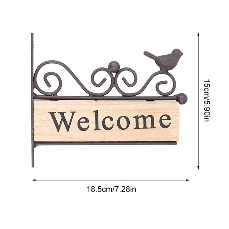 Panou american de bun venit, artă din fier, agățat din lemn, stil rural, model de păsări, decorație pentru agățat pe perete