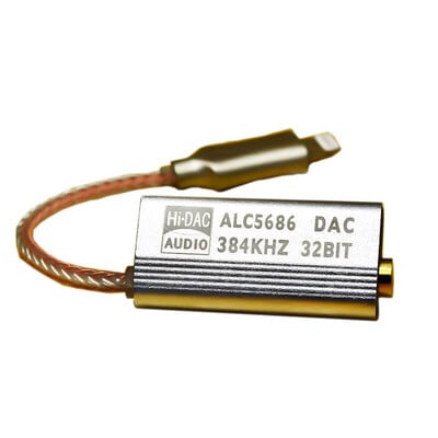 Xnyocn ALC5686 DAC dekodiranje 3,5 mm HIFI Amp adapter Kabel za slušalice Uređaj Pojačalo zvuka 32 bita/384 KHz za iPhone IOS Lightning