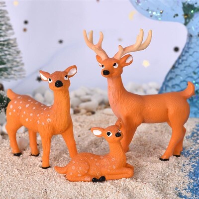 3 τμχ/Σετ Sika Deer Cartoon Animal Figurine Dollhouse Decor Σπίτι Μινιατούρα Νεράιδα Διακόσμηση Κήπου Ρητίνη Χριστουγεννιάτικο Δώρο