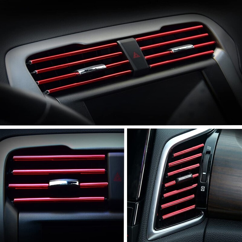 10 vnt. automobilio oro kondicionieriaus išleidimo anga Dekoratyviniai U formos chromo formavimo apdailos juostelės dekoro automatinio stiliaus priedai