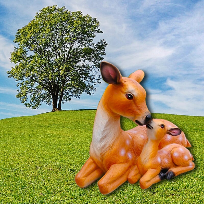 Kerti állat szarvas szobrok Realisztikus szobrok Anyák szeretik az őzikét és őzike őz szarvas szarvas kültéri kerti udvar pázsit díszek