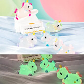 10 τμχ Mini Cartoon Unicorn Glow At Dark Miniatures Figurines Unicorns Kawaii Home Decor Φωτεινή Νεράιδα Αξεσουάρ κήπου