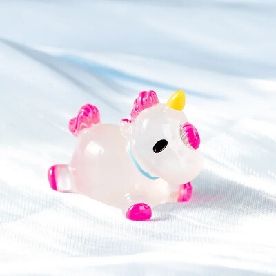 10 τμχ Mini Cartoon Unicorn Glow At Dark Miniatures Figurines Unicorns Kawaii Home Decor Φωτεινή Νεράιδα Αξεσουάρ κήπου