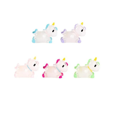 10 τμχ Mini Cartoon Unicorn Glow At Dark Miniatures Figurines Unicorns Kawaii Home Decor Φωτεινή Νεράιδα Αξεσουάρ κήπου