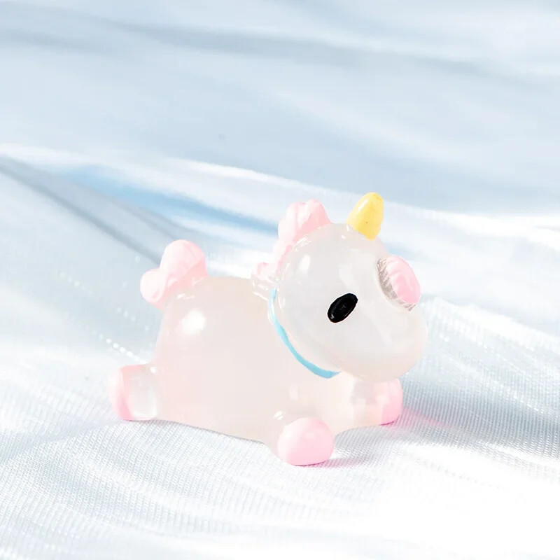 10 τμχ Mini Cartoon Unicorn Glow At Dark Miniatures Figurines Unicorns Kawaii Home Decor Φωτεινή Νεράιδα Αξεσουάρ κήπου