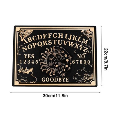 Ξύλινη σανίδα Ouija 12 ιντσών Ξύλινη σανίδα μαντείας με χαραγμένη μαγική σανίδα μάγισσα Κιτ σανίδας εκκρεμούς ήλιου Wiccan προμήθειες