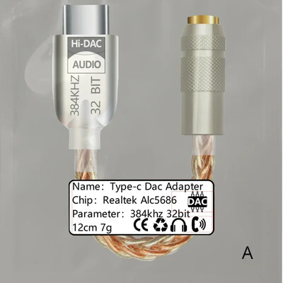 ALC5686 USB tip C la căști DAC de 3,5 mm Amplificare Amplificator căști Decodor digital Cablu audio AUX Convertor adaptor OTG Android