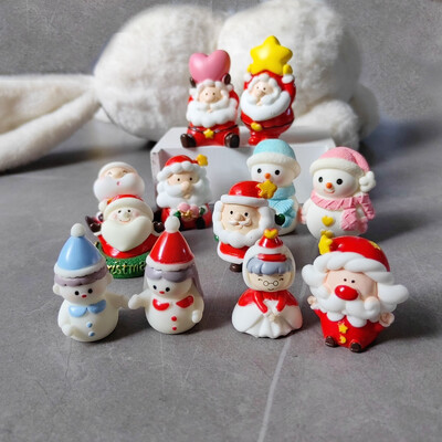 2gab Ziemassvētku vecīša sniegavīrs Mājas Ziemassvētku rotājums Sveķu amatniecība Miniatūra figūriņa Maza Bonsai Mikroainava pasaku Dārza dekors