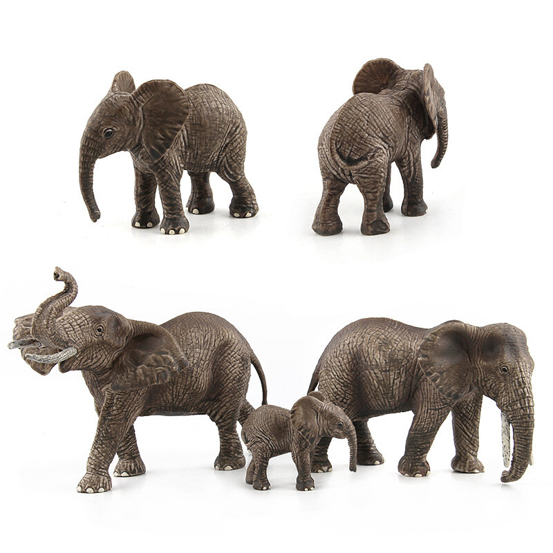 Mini sloní model divokého afrického mužského slona miniatúry figúrka simulácia zvieracej víly domček pre bábiky ozdoba na stôl domáce dekorácie