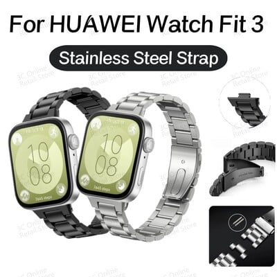 Curea metalică din oțel inoxidabil pentru ceas HUAWEI Fit 3 Brățară de înlocuire Curea inteligentă reglabilă pentru accesorii HUAWEI Fit3