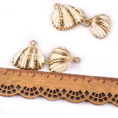 5 bucăți amestec aleatoriu scoici pentru meșteșuguri, accesorii, decorațiunea casei, bijuterii DIY, placată cu aur, cochilie naturală, pandantiv lucrat manual TR0251-2
