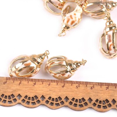 5 bucăți amestec aleatoriu scoici pentru meșteșuguri, accesorii, decorațiunea casei, bijuterii DIY, placată cu aur, cochilie naturală, pandantiv lucrat manual TR0251-2