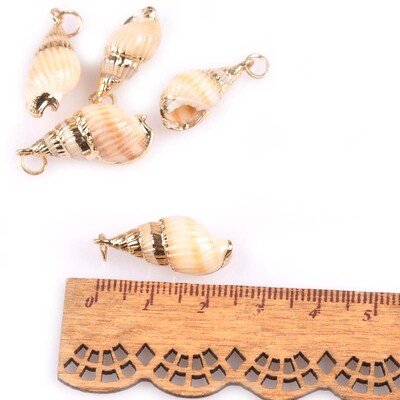 5 bucăți amestec aleatoriu scoici pentru meșteșuguri, accesorii, decorațiunea casei, bijuterii DIY, placată cu aur, cochilie naturală, pandantiv lucrat manual TR0251-2