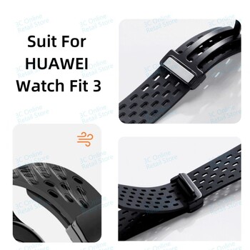 Για HUAWEI Watch Fit 3 Μαγνητικό λουράκι σιλικόνης Breathable Sport Strap Μαλακό ανταλλακτικό βραχιόλι Για Huawei Watch Fit3 Correa