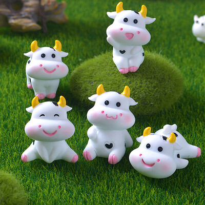 Mini aranyos tehén szobrocska kézműves miniatűr modell lakberendezési kiegészítők asztali kert mikro tájdíszek ajándék