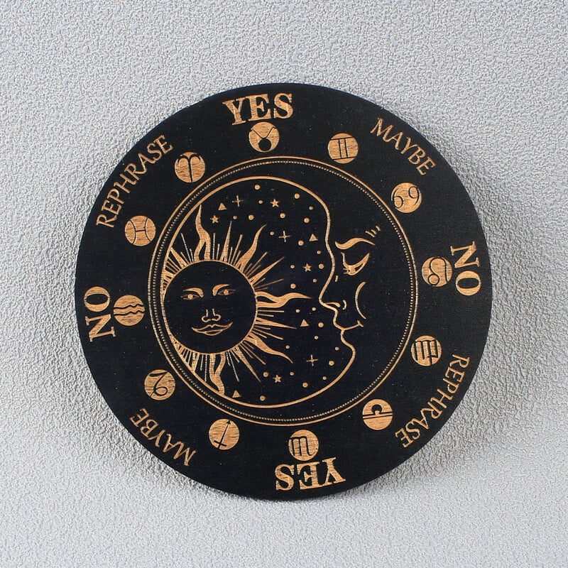 Tablă de lemn Ouija din lemn Altar de vrăjitoare Decor pentru acasă Pendul Decizie Scrisoare Placă de meditație Pietre de cristal Display Artizanat Baza