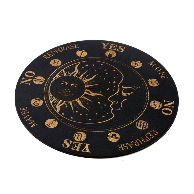 Tablă de lemn Ouija din lemn Altar de vrăjitoare Decor pentru acasă Pendul Decizie Scrisoare Placă de meditație Pietre de cristal Display Artizanat Baza