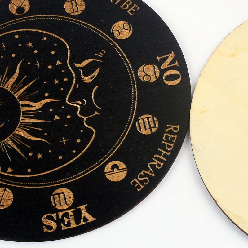 Tablă de lemn Ouija din lemn Altar de vrăjitoare Decor pentru acasă Pendul Decizie Scrisoare Placă de meditație Pietre de cristal Display Artizanat Baza