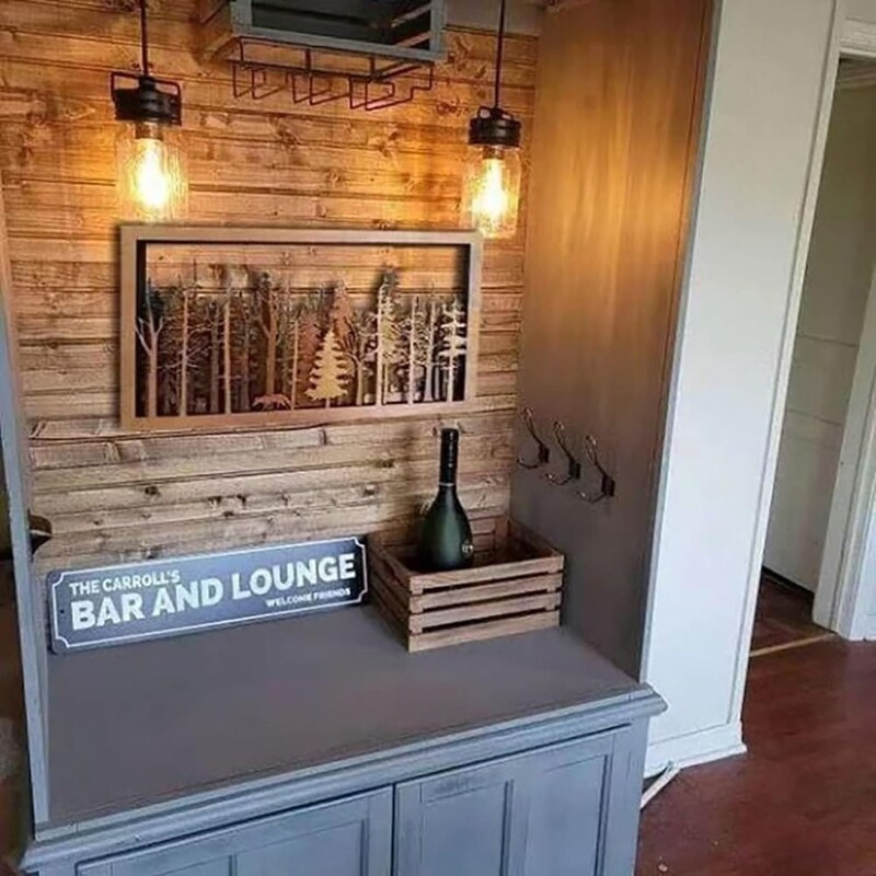 Лисица Art for Bedroom Forest Wildlife Ръчно изработено изкуство Дървена селска декорация на стени Дървени статуи на животни Домашен декор 3D статуи на животни