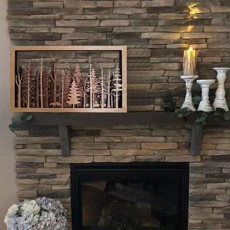 Лисица Art for Bedroom Forest Wildlife Ръчно изработено изкуство Дървена селска декорация на стени Дървени статуи на животни Домашен декор 3D статуи на животни