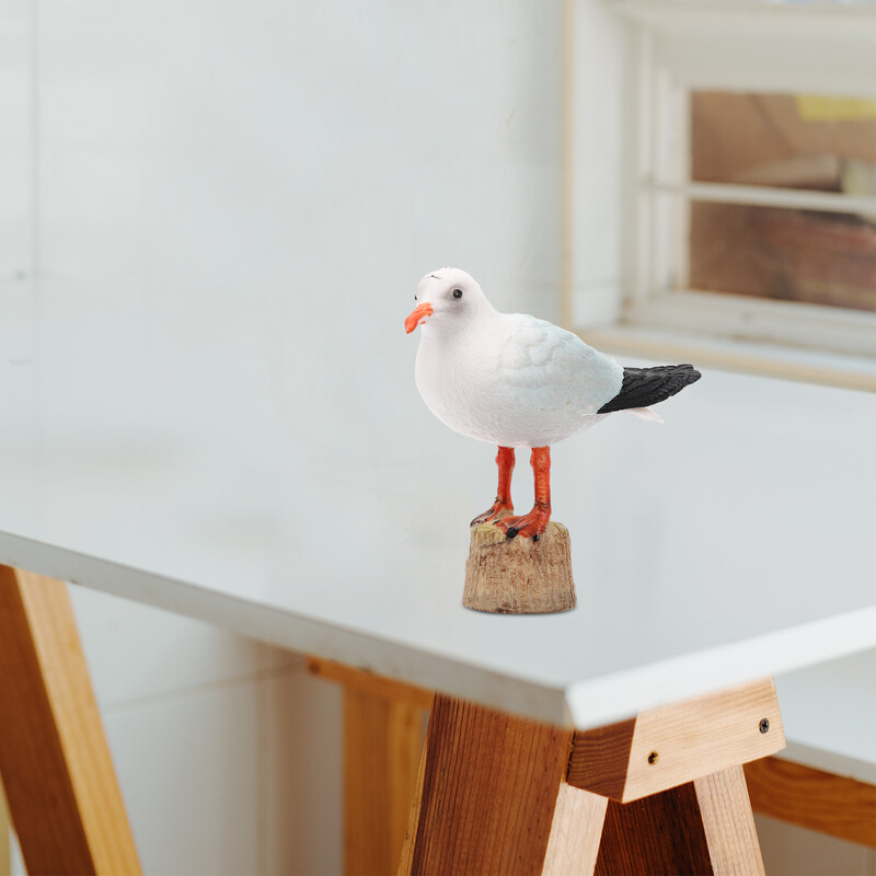 Model čajky červenozobej, námorná figúrka čajky, miniatúrna dekorácia, hračky, soška, plastové bytové doplnky.