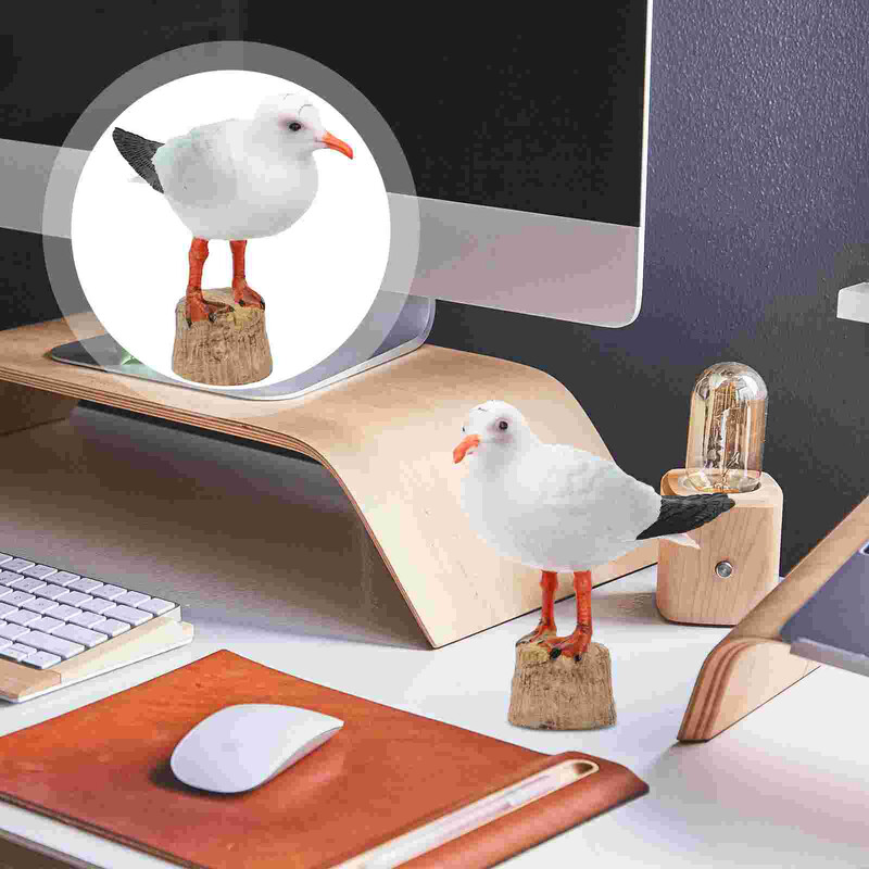 Model čajky červenozobej, námorná figúrka čajky, miniatúrna dekorácia, hračky, soška, plastové bytové doplnky.