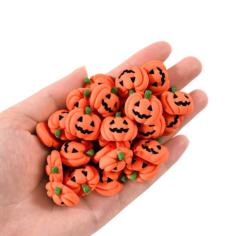 20 τμχ Halloween Mini Resin Cabochons Μινιατούρες κολοκύθας Flatback Micro Landscape Fairy Garden Στολίδι σπιτιού Αξεσουάρ DIY Craft