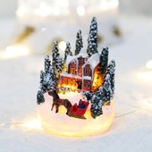 DIY Vianočné párty miniatúrne dekorácie Vianočný domček figúrka Svietiaci jedálenský stôl pre domáci stôl Remeslá Rozprávková záhrada