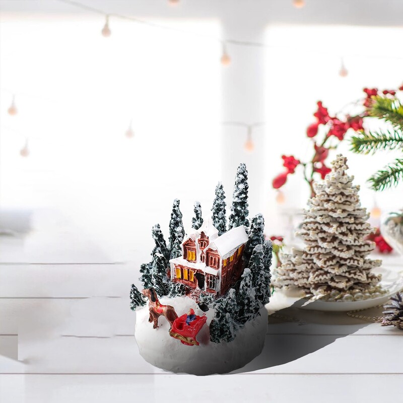 DIY Vianočné párty miniatúrne dekorácie Vianočný domček figúrka Svietiaci jedálenský stôl pre domáci stôl Remeslá Rozprávková záhrada