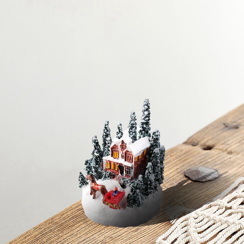 DIY Vianočné párty miniatúrne dekorácie Vianočný domček figúrka Svietiaci jedálenský stôl pre domáci stôl Remeslá Rozprávková záhrada