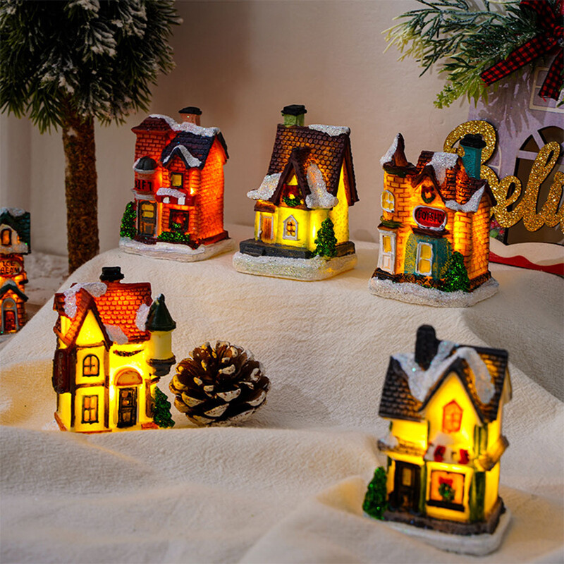 Vianočné domčeky, miniatúrne ozdoby, vynikajúce dedinské figúrky, stavebnice, zberateľské živicové figúrky, stavebnice, párty darčeky