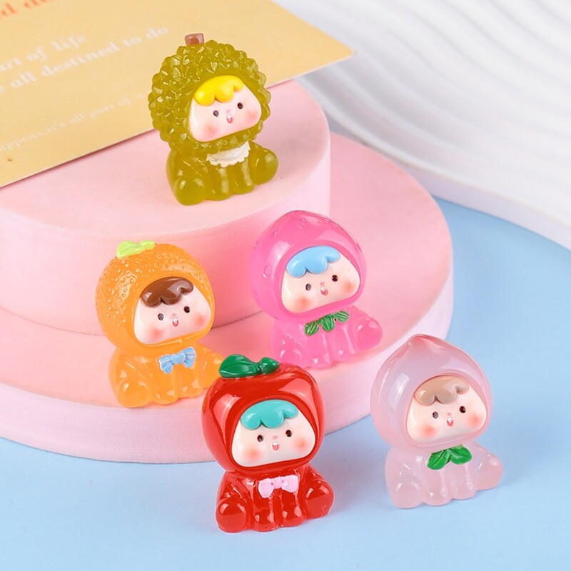 Kawaii Fruit Strawberry Orange Durian Resin Crafts Doll House Decor αξεσουάρ Μικροσκοπικό ειδώλιο σπιτιού