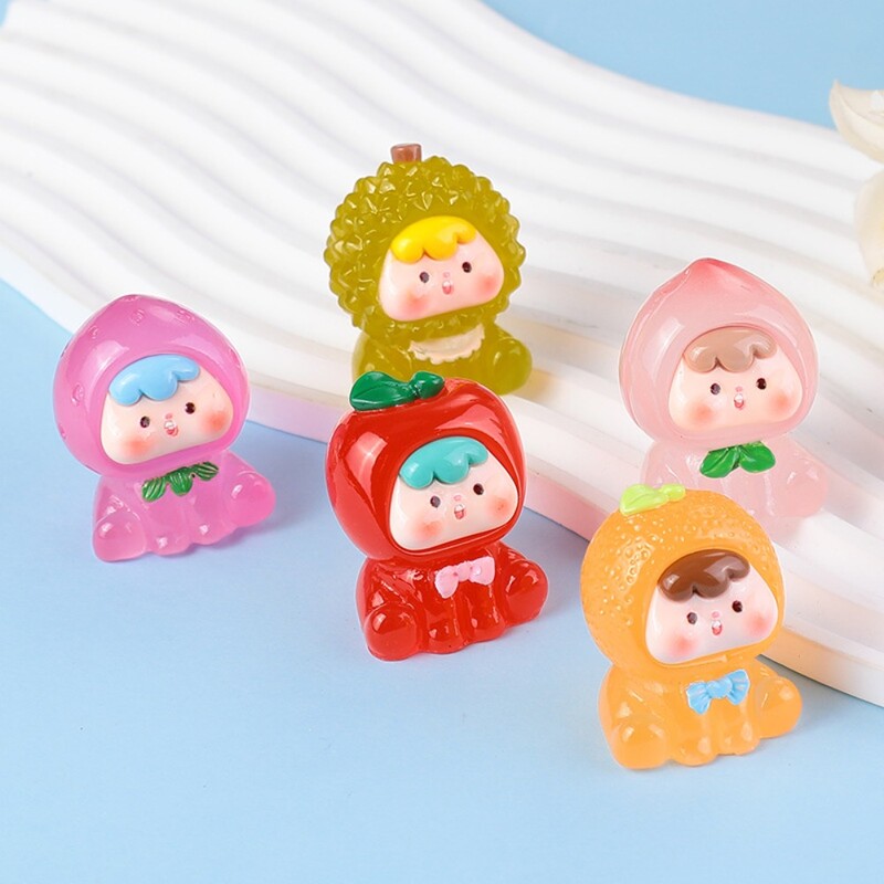 Kawaii Fruit Strawberry Orange Durian Resin Crafts Doll House Decor αξεσουάρ Μικροσκοπικό ειδώλιο σπιτιού