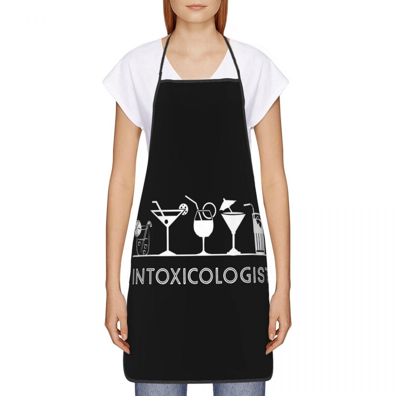 Intoxicolog Barman Mixologist Sorț cadou amuzant pentru femei, bărbați, bucătar de bucătărie, tablier de gătit, bavetă, curățare, unisex, adult