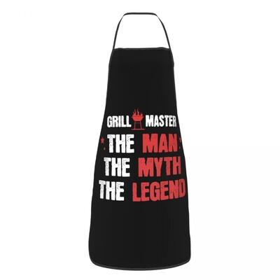 A férfi A mítosz A Grill Mester kötények nőknek Férfiak Apák napi ajándék Felnőtt Konyha Szakács Bib Tablier Konyha Főzés Sütés