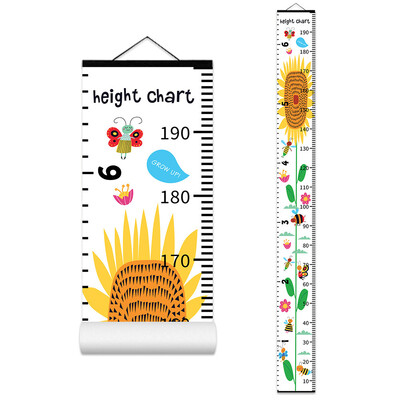 Animacinių filmų gyvūnų robotų augimo diagrama Sienų pakabinimas vaikų kambariui Mielas dinozaurų saulėgrąžų aukščio liniuotė, skirta darželio kūdikių miegamojo dekoravimui
