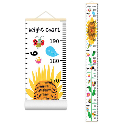 Animacinių filmų gyvūnų robotų augimo diagrama Sienų pakabinimas vaikų kambariui Mielas dinozaurų saulėgrąžų aukščio liniuotė, skirta darželio kūdikių miegamojo dekoravimui