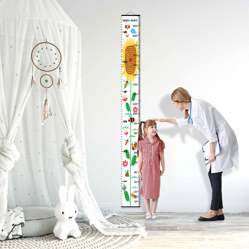 Animacinių filmų gyvūnų robotų augimo diagrama Sienų pakabinimas vaikų kambariui Mielas dinozaurų saulėgrąžų aukščio liniuotė, skirta darželio kūdikių miegamojo dekoravimui