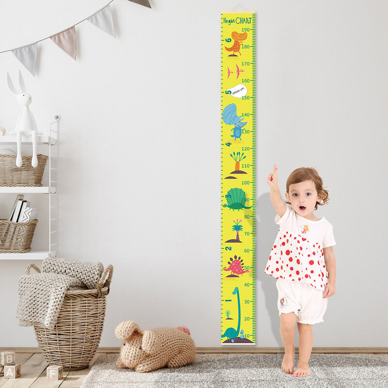 Animacinių filmų gyvūnų robotų augimo diagrama Sienų pakabinimas vaikų kambariui Mielas dinozaurų saulėgrąžų aukščio liniuotė, skirta darželio kūdikių miegamojo dekoravimui