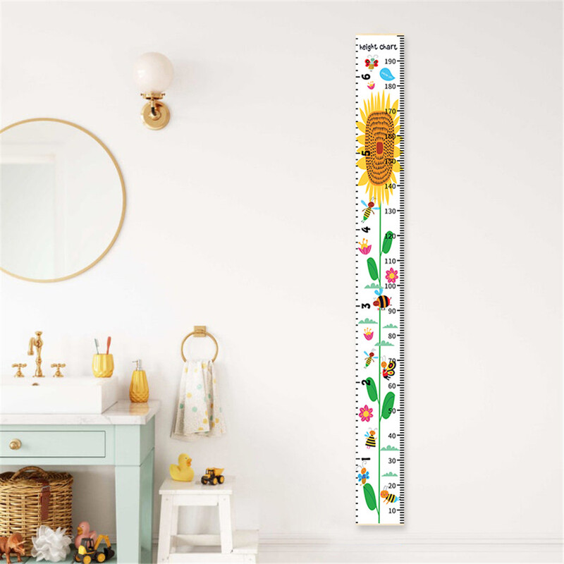 Animacinių filmų gyvūnų robotų augimo diagrama Sienų pakabinimas vaikų kambariui Mielas dinozaurų saulėgrąžų aukščio liniuotė, skirta darželio kūdikių miegamojo dekoravimui