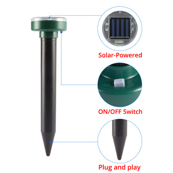 Solar Ultrasonic Electronic Mouse Repeller Snake Repeller Εντομοαπωθητικό Υψηλής ισχύος Δόνηση Ενσωματωμένη μπαταρία IP64 Sun Charging