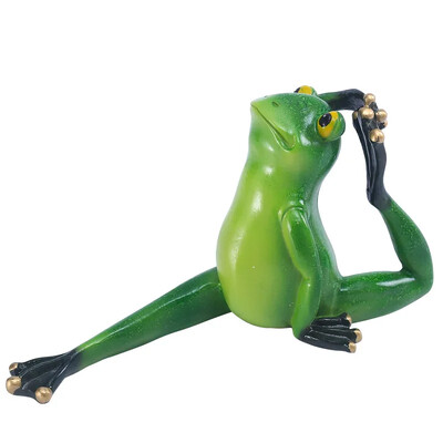 Йога фигурки на жаба Творческа личност Йога Медитация Жаба Занаят Статуя Дълги крака Сладка домашна симулация Йога Декорация на жаба