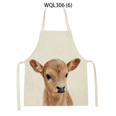 Kućanska kuhinjska pregača za žene Pregača s otisnutim crtežima životinja Zec Slon Jelen Uzorak Pribor za kuhanje Delantal Cocina