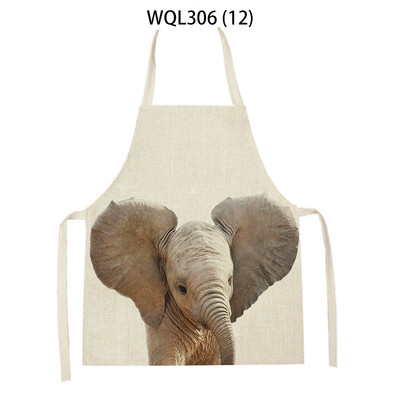 Kućanska kuhinjska pregača za žene Pregača s otisnutim crtežima životinja Zec Slon Jelen Uzorak Pribor za kuhanje Delantal Cocina
