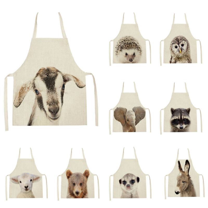 Kućanska kuhinjska pregača za žene Pregača s otisnutim crtežima životinja Zec Slon Jelen Uzorak Pribor za kuhanje Delantal Cocina