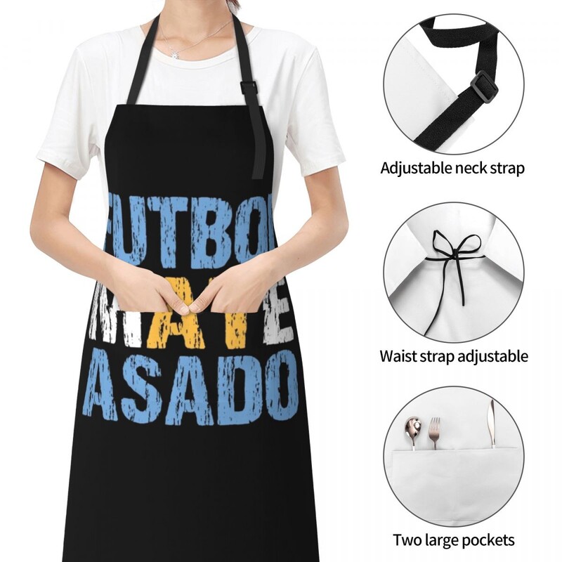 Futbol Mate Asado Argentinska zastava Argentina Oštećena pregača za djevojčicu Slatka kuhinjska jakna ženska pregača