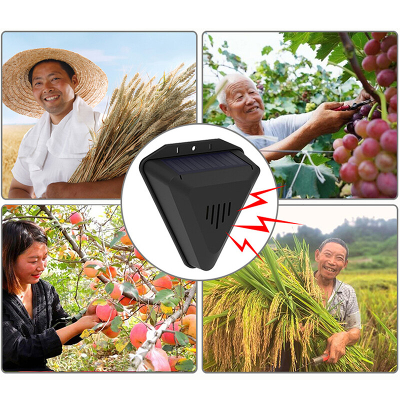 Sursă solară, în aer liber, antipăsări, detector automat de alarmă de securitate, potrivit pentru ferme, livezi, câmpuri, grădină de casă