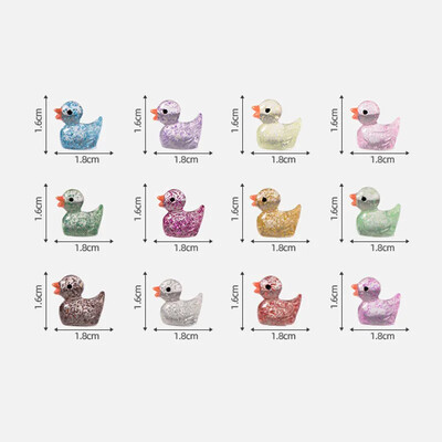 50PCS Mini patke Minijature od smole sa šljokicama Vilinski ukras za vrt Sjajna patka Kuća za lutke DIY dodaci Kućni dekor Kawaii